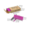 Box of 1000 metal stitching needle staples in four colour options: black, purple, rose gold and rose red