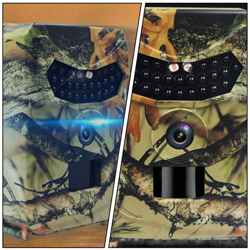 16MP hunting game camera with infrared night vision in yellow brown plastic housing