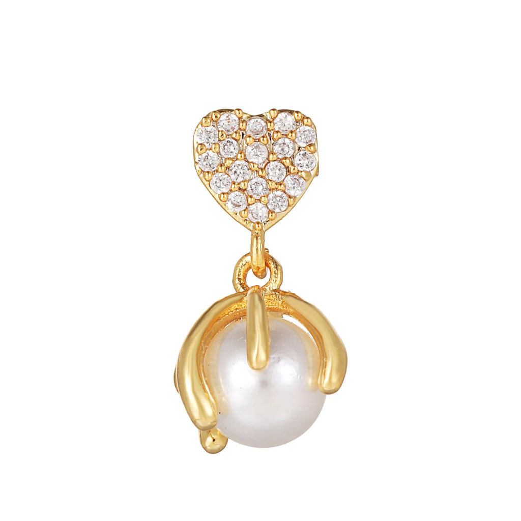 Korean-style tassel flower screw ball ear cartilage piercing stud in brass with gold finish, showing floral shape and petal details