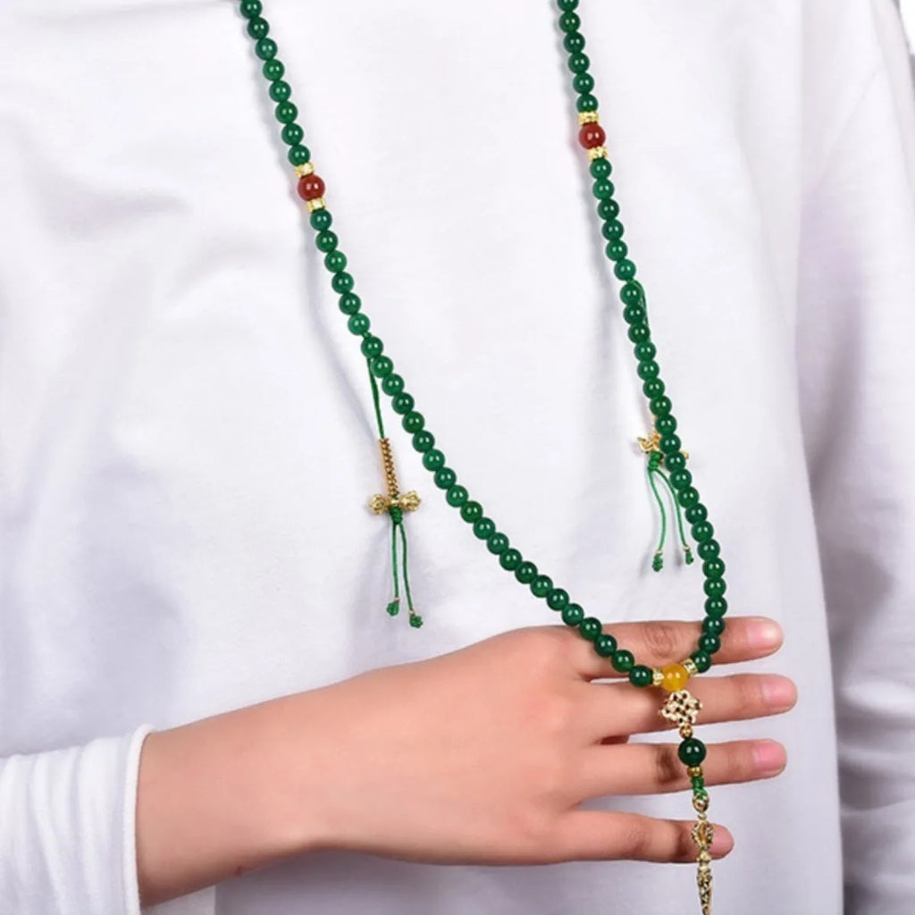Brazil natural green agate multi-circle bracelet showing beads in three size options.