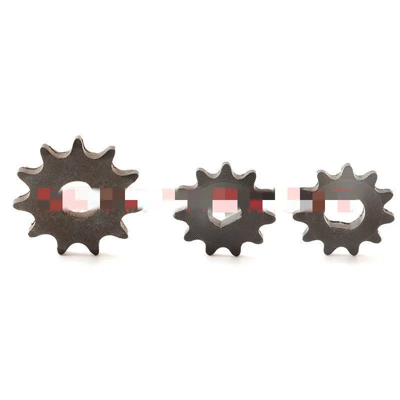 Single 11 tooth cast iron motorcycle reduction gear with non-circular shape for T8F chain.