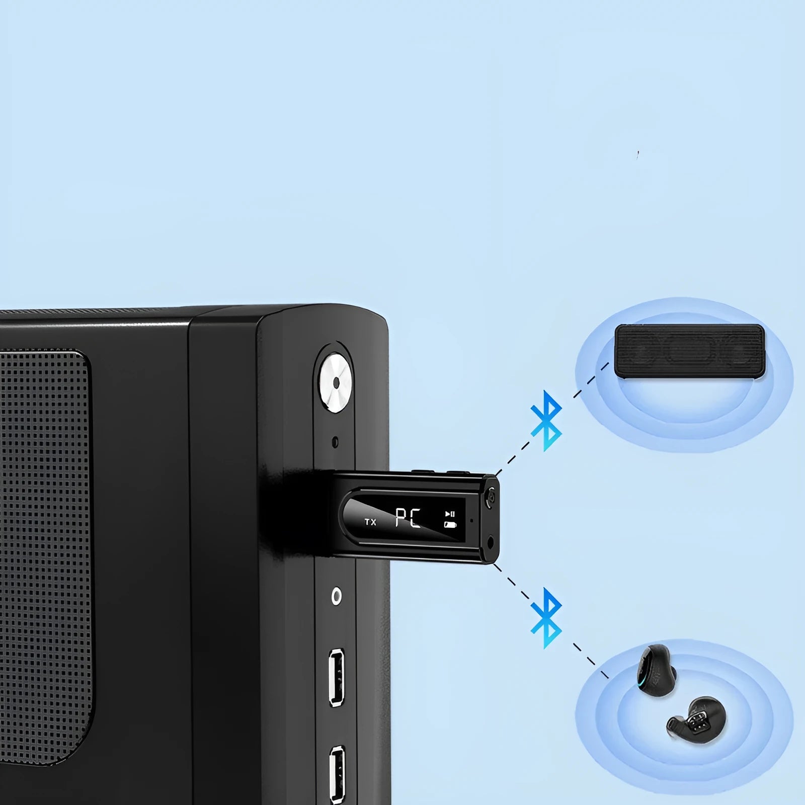 Black USB car FM Bluetooth receiver transmitter with Bluetooth 5.0 for MP3 playback