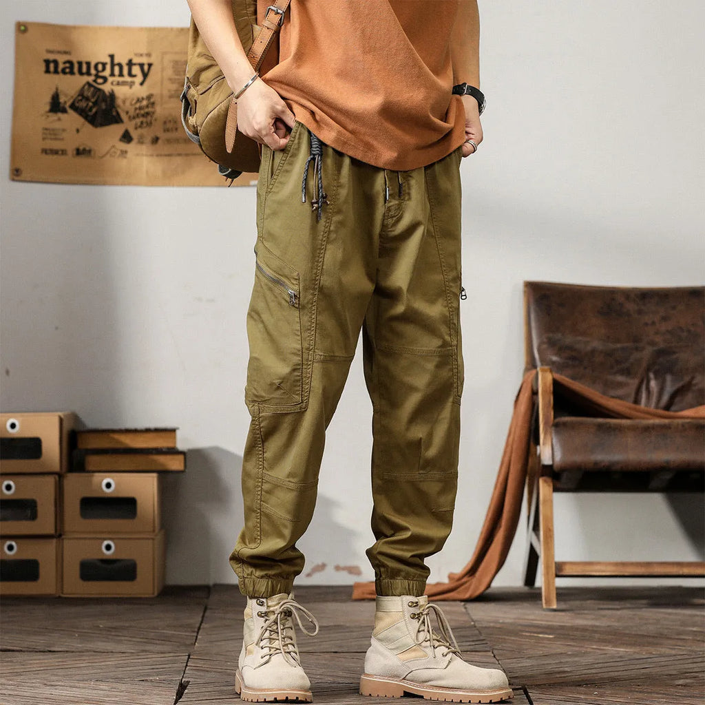 Men's cotton tapered harem pants with ankle band in Korean style casual design