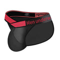 Men's transparent ice silk nylon briefs with large V gradient high fork design in black colour