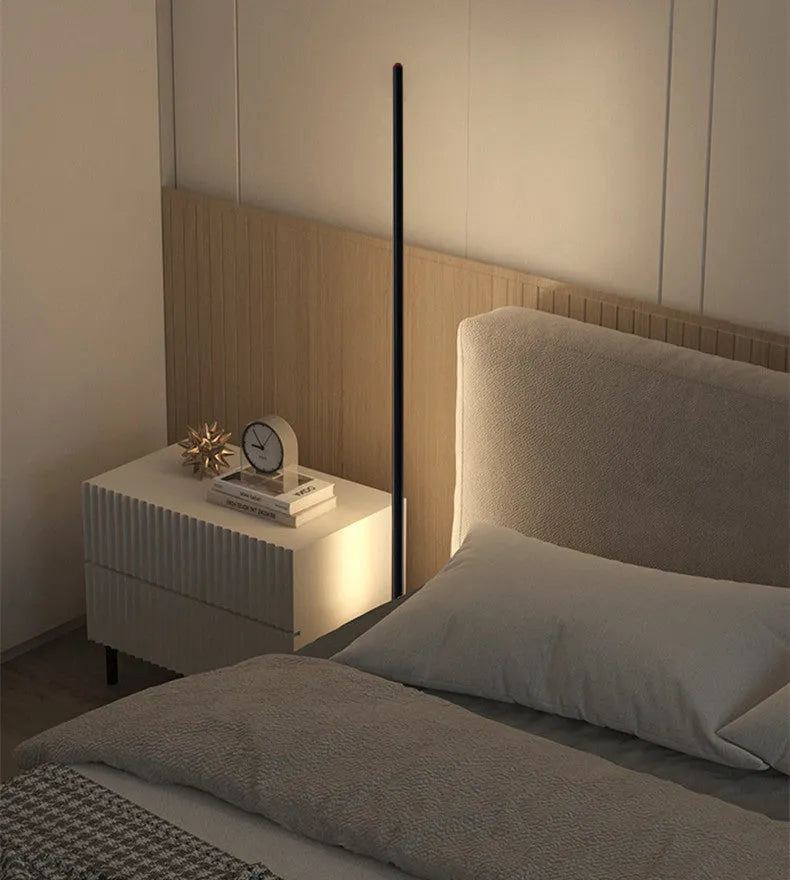 Vertical aluminium alloy floor lamp in modern simplicity style, available in 25cm, 50cm, and 100cm heights.