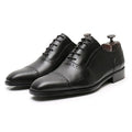 Men's Oxford brogue leather shoes in black or dark brown with cowhide upper and rubber sole