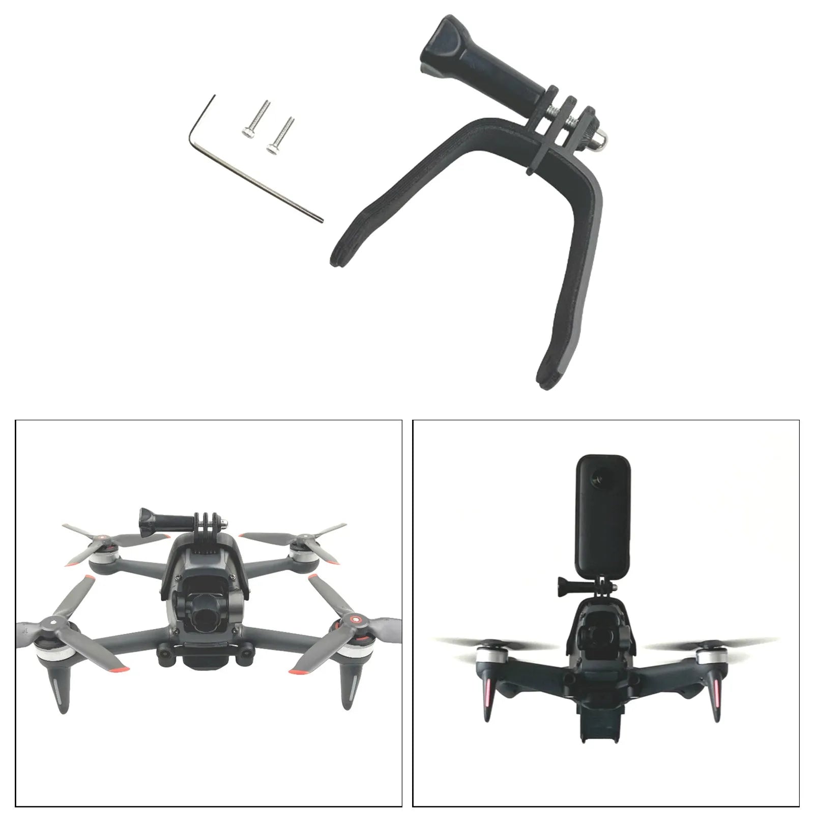 3D printed action camera expansion bracket with soft sponge padding for drone mounting