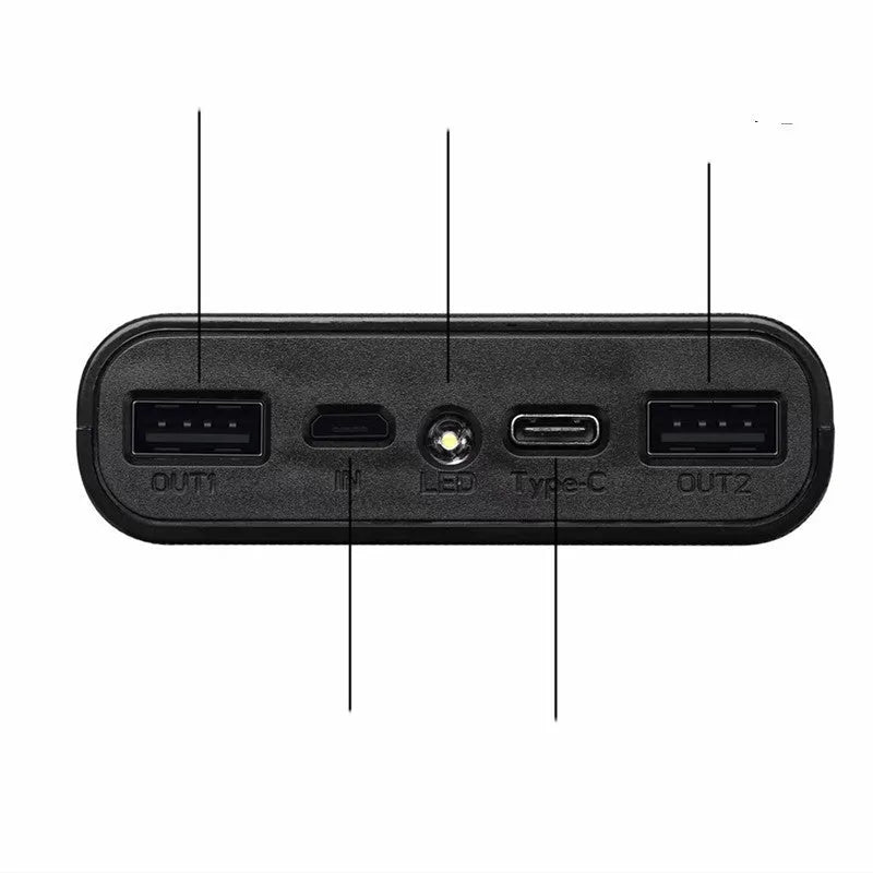 Digital display power bank spring kit with plastic shell and multi-U port output