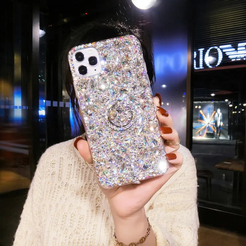 Luxury diamond acrylic phone case with kickstand for Samsung Galaxy