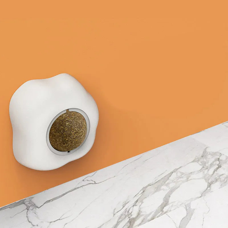 Interactive catnip ball toy in Fried Egg or Poached Egg style with soft plush exterior