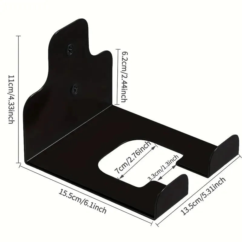 Iron lawn trimmer bracket wall storage rack black 2 holes 15.5cm