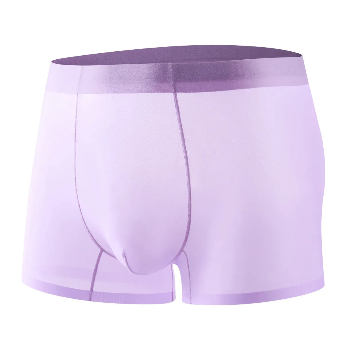 Men's seamless Ice Silk boxer briefs in black, showing ultra-thin, breathable fabric construction.