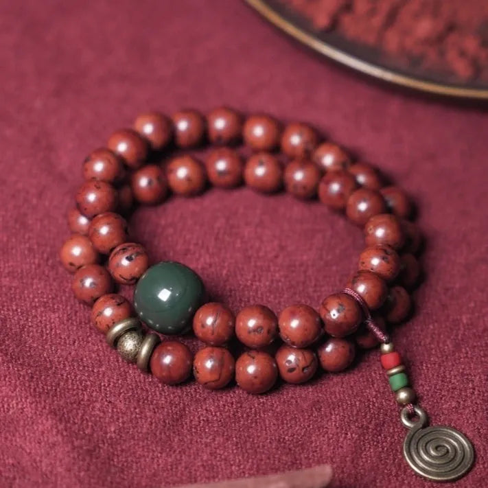 Handmade bodhi double circle bracelet retro style for women with natural seeds