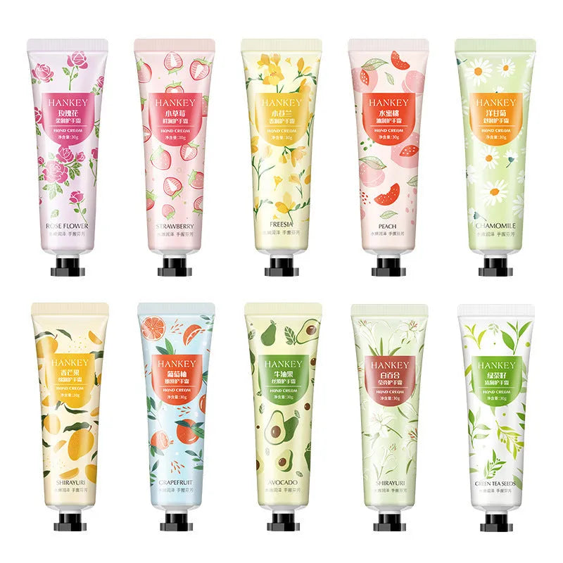 30g fruit hand cream tube with botanical scent variants for hands and feet
