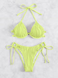 Women's steel bracket bikini swimsuit in split design available in nine colours
