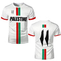 Black and white football t-shirt with 3D printed design showing dimensional patterns on regular fit garment