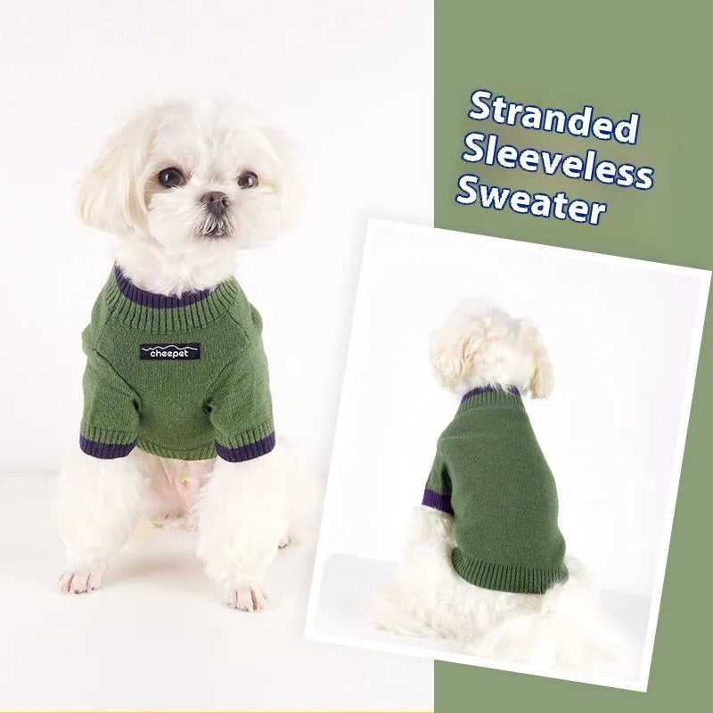Wool pet sweater with two legs design in Crown Blue colour on dog