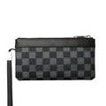 Men's black leather plaid clutch wallet made from genuine cowhide leather