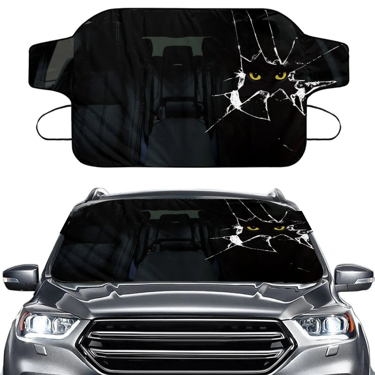 Car snow protection front gear with aluminium foam fabric and lanyard installation system