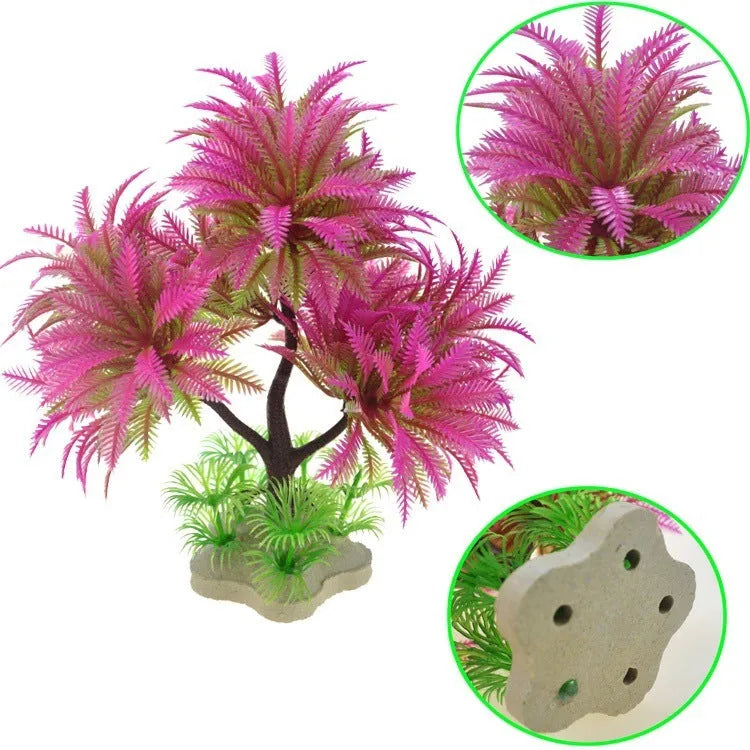 15cm artificial aquarium plant in green or pink plastic water grass tree style for fish tank landscaping