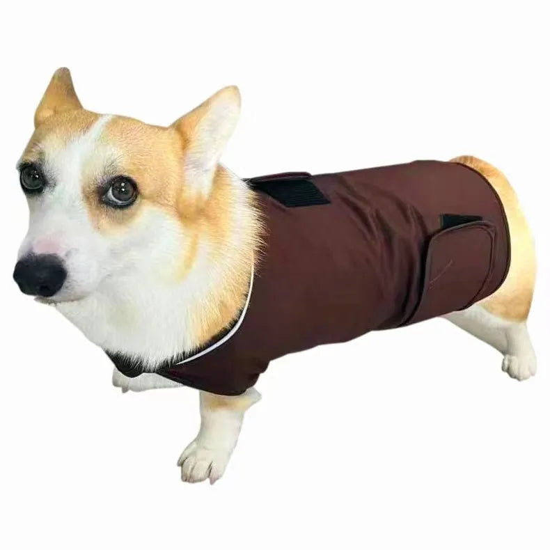 Dog wearing brocade cotton anxiety relief tank top in heather gray colour