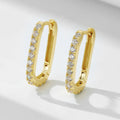 S925 sterling silver oval zircon ear clip earrings with geometric designs