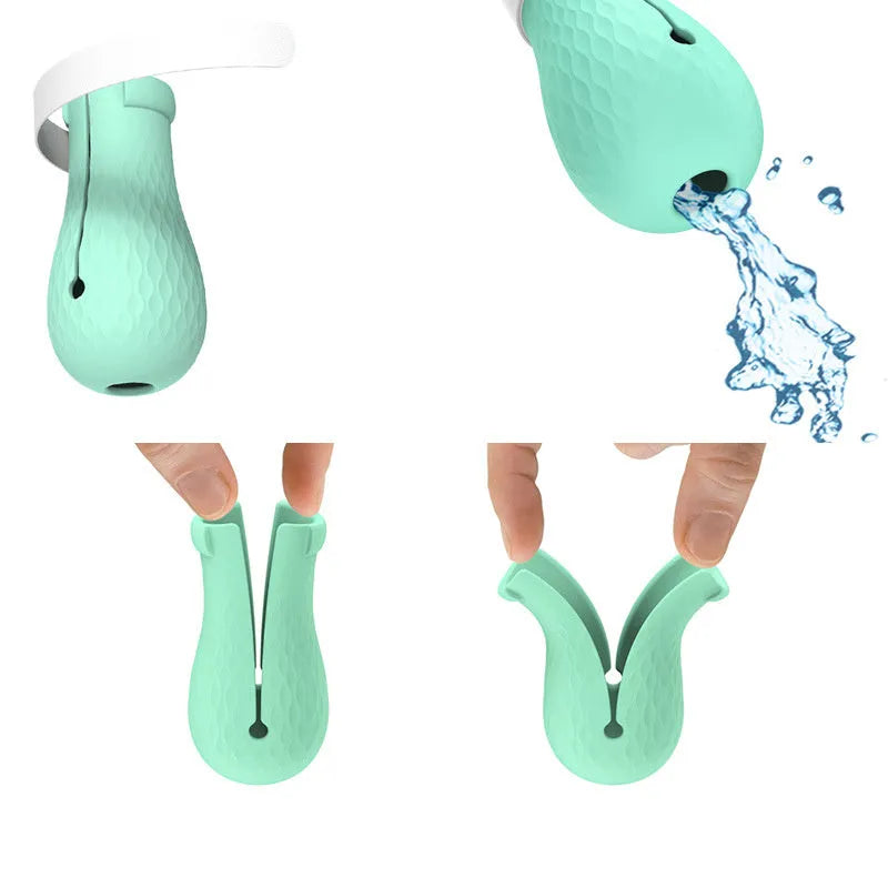 Transparent green silicone cat anti-scratch foot covers showing four protective gloves for pet handling