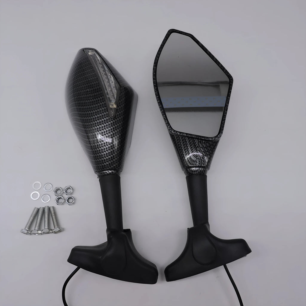 Motorcycle rearview mirror with convex lens aluminium reflector black snakeskin finish