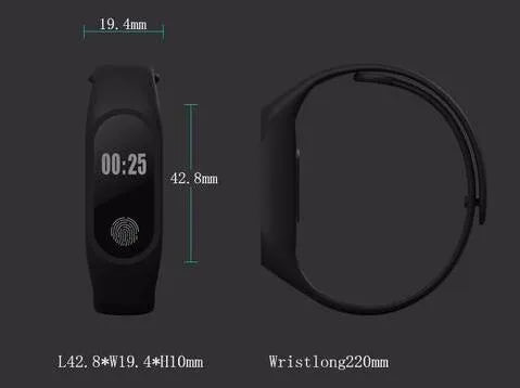 Smart health and fitness tracker wristband showing heart rate monitoring on display, available in black, blue, orange, sky blue, white, and yellow.