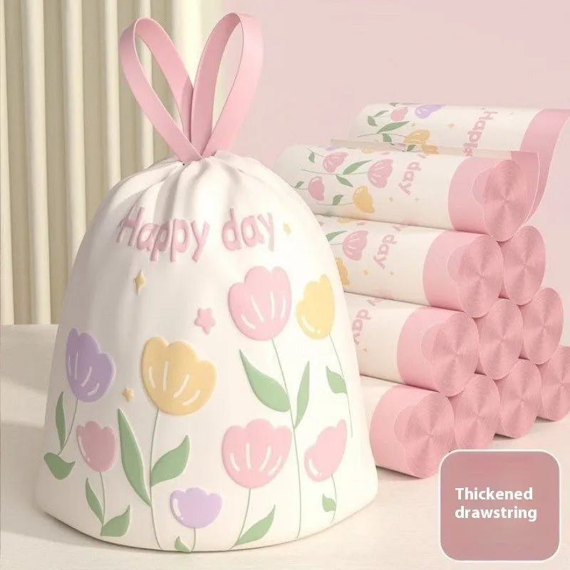 Pink drawstring garbage bags with argy wormwood mosquito repellent, size 44cm by 48cm