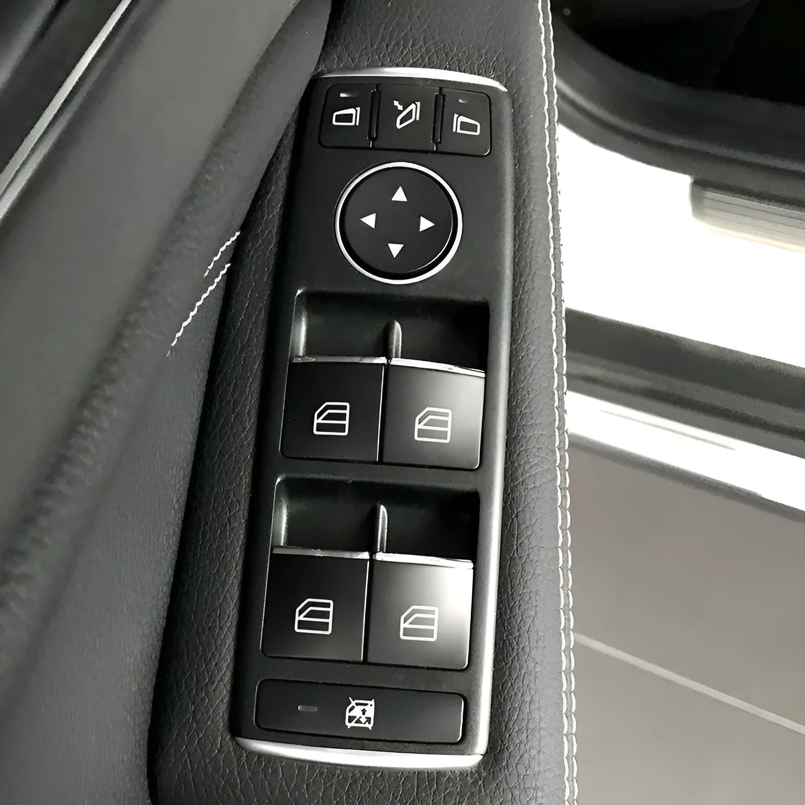 Black glitter decorative sticker for car window lift button made from durable ABS plastic material