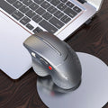 T32 black and silver wireless vertical ergonomic mouse with side aluminium roller.