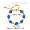 Women's geometric ellipse bracelet with glass inlay embroidery on 18K copper in blue colour option
