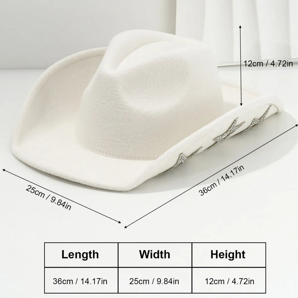 Beige polyester western-style top hat with a conical crown and a woven hexagonal star pattern.