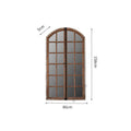 Distressed wooden glass fake window wall mirror in log colour