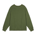 Man wearing a loose fit Army Green long sleeve twill jacquard pullover sweater.