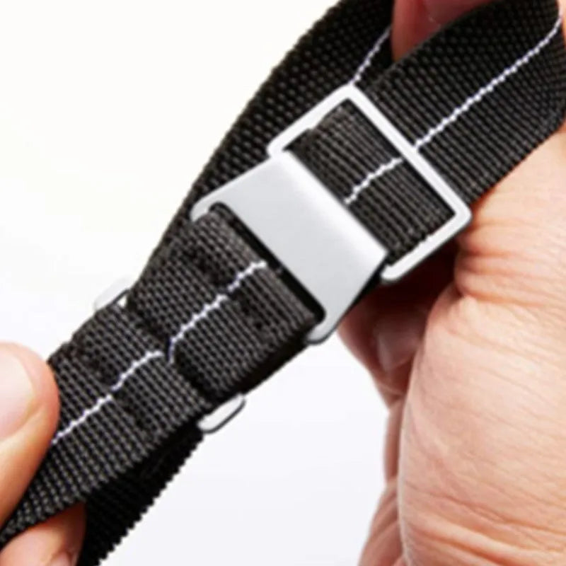Nylon parachute elastic watchband in multiple colours with metal buckle on white background