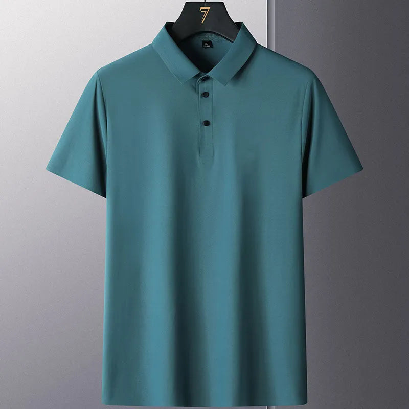 Men's solid colour non-ironing short sleeve business casual shirt in a nylon blend fabric
