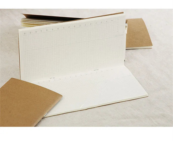 Travel cowhide diary standard refill inner core with 100G ivory white paper and saddle-stitch binding