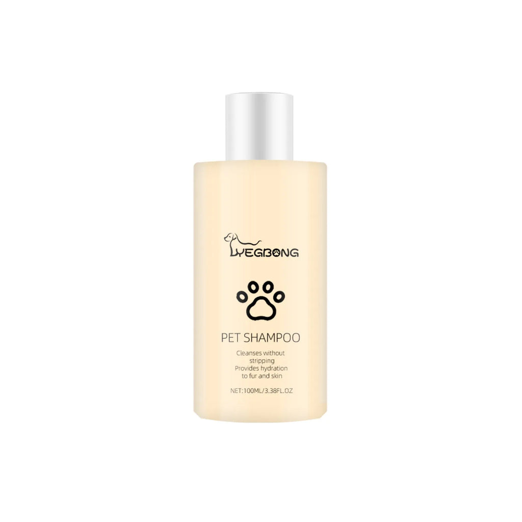 Bottle of mild pet shampoo for dogs for softening and detangling coat, shown in 100ml and 300ml size options.