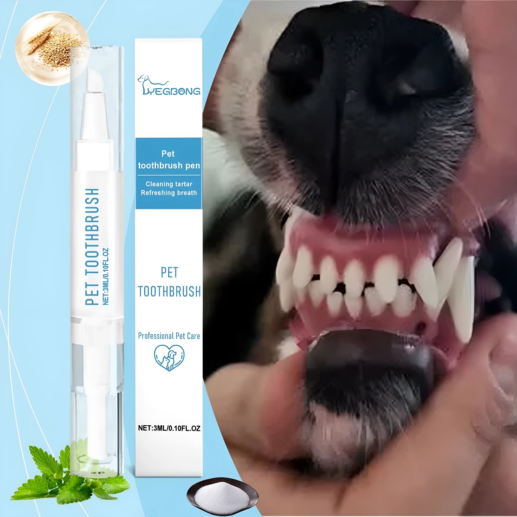 Pet toothbrush pen dental care gel with finger brush applicator for cats and dogs