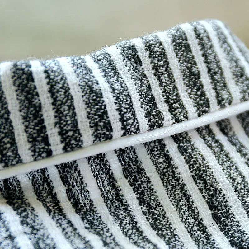 Striped cotton and linen two-legged pet pajamas for dogs and cats in pink, blue, or black and white, sizes XS to XL