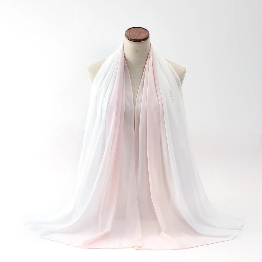 Women's chiffon ethnic scarf in Pu long design showing length and lightweight fabric texture