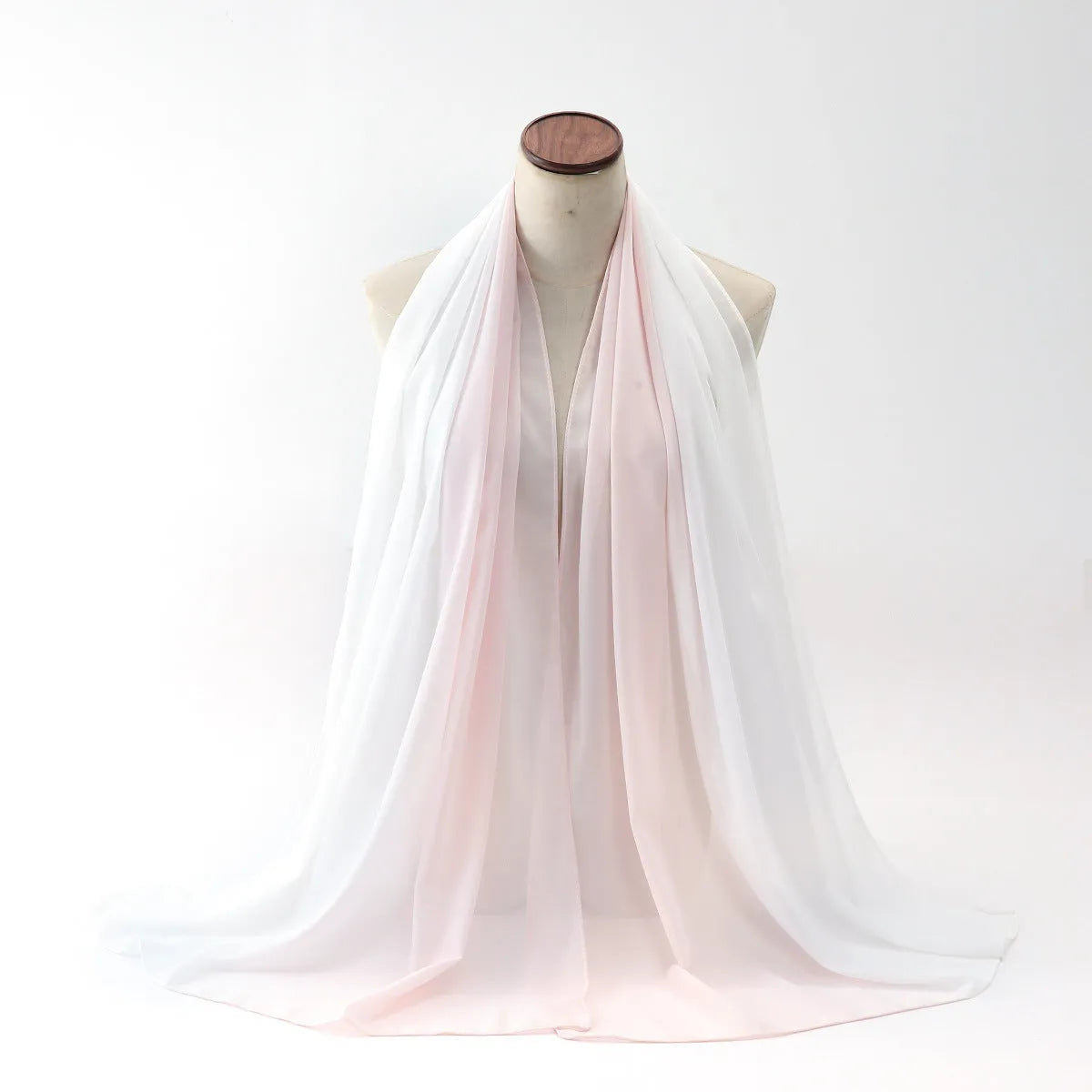 Women's chiffon ethnic scarf in Pu long design showing length and lightweight fabric texture