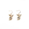 Gold, pink, and silver alloy rabbit stud earrings with cartoon and constellation designs