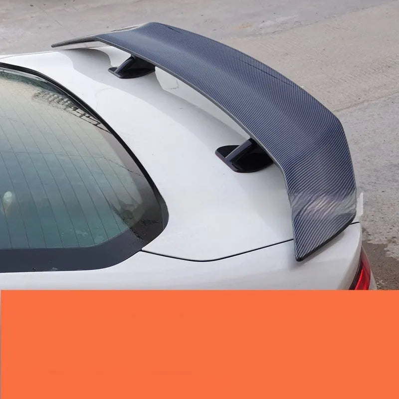 Universal ABS plastic punch-free car spoiler tail wing in blank, black, white, or carbon pattern finish