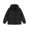 Loose winter cotton coat in solid colour with side seam pockets and cardigan styling