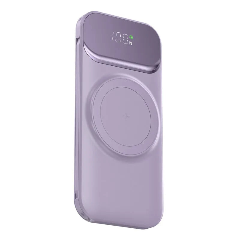 Magnetic portable wireless charging power supply 10000mAh in pink with silicone and ABS shell