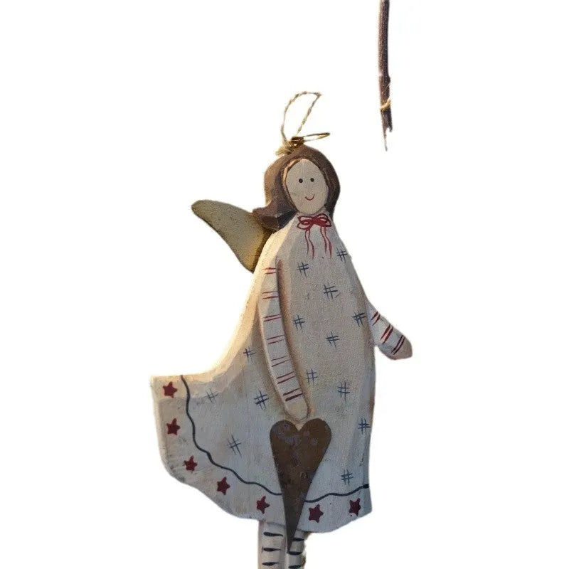 Hand-carved wooden door plate pendant with painted decoration in American country style