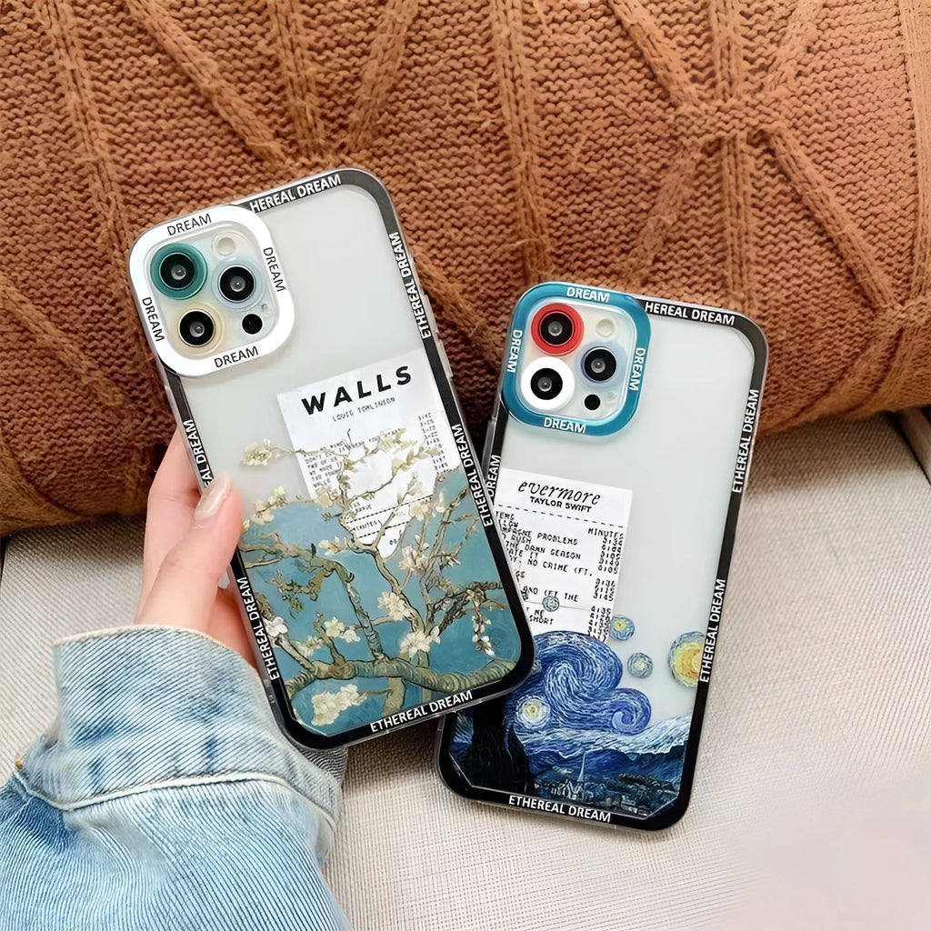Oil painting silicone phone case in Magnolia or Xingyue with all-inclusive painted finish for Apple iPhone models